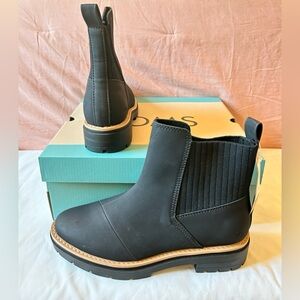 TOMS Black Ribbed Ankle Boots